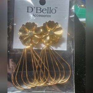 D'Bello Goldtone Flower & Hoop dangle Pierced earrings